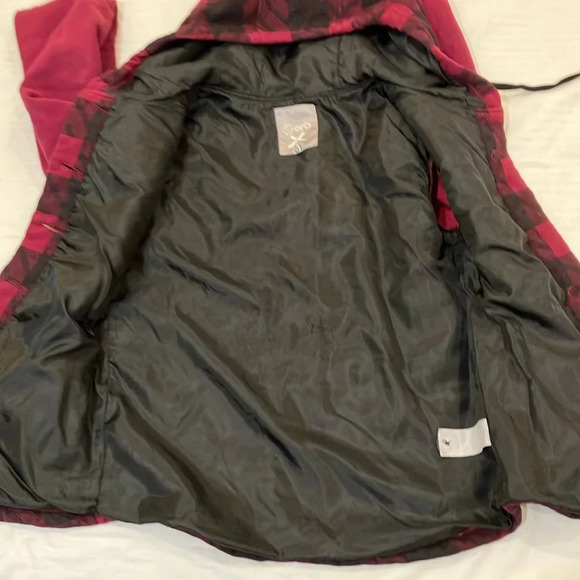 ORB women’s medium Plaid Hooded lined Jacket with lovely large buttons - Picture 6 of 16